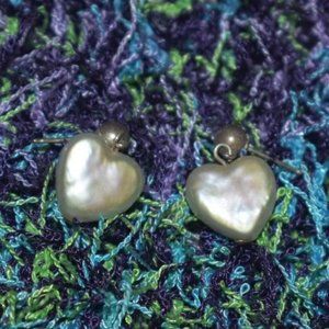 💜2 for $15 Hammered Hearts Silver Earrings Push Posts Dangle Jewelry Costume